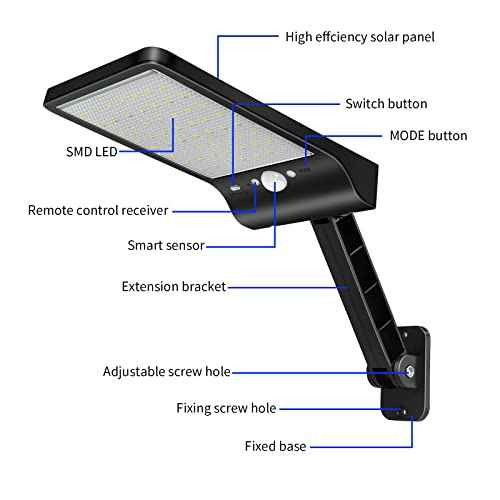 Aqonsie Solar Lights Outdoor with Remote, 180¡Æ Adjustable 56LED Solar Flood Light, Outside Security Motion Sensor Lights Outdoor with 3 Lighting Modes for Backyard,Gutter,Garden,Front Door 4 Pack