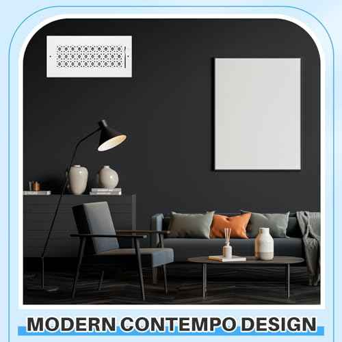 6 Pcs Metal 10 x 4 Inch (Interior Size) White Vent Cover Ceiling Register Decorative 3 Way Air Sidewall Ceiling Wall Vent Covers, Duct Air Cover, Grille Register for Home, Office