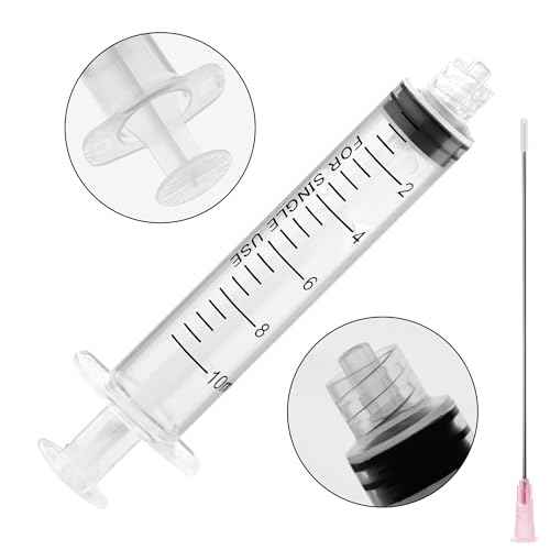 10ml Glue Applicator Syringes with 18G 4 Inch Blunt Tip Injector Long Needles and Cap for Dispenser Liquids, Ink, Oil, Epoxy, Wood Glue