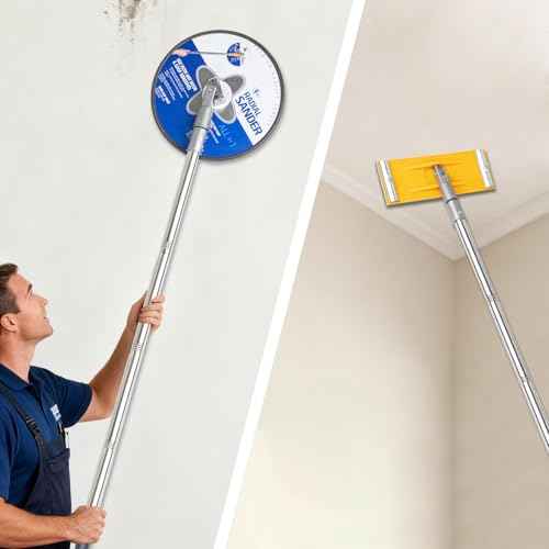 Drywall Pole Sander With 118in Splicing Pole,2 Sander Heads,15sanding Sheets (80,100,180,240,320 Grit),Suitable For Wall Painting, Cleaning and Polishing
