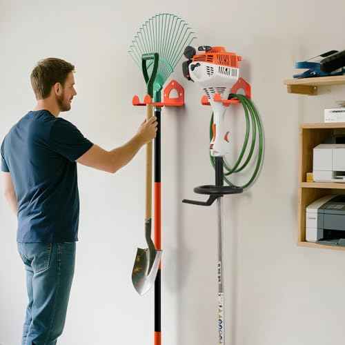 reliahom Weed Eater Hanger, Heavy Duty Garage Organization Trimmer Rack, Garden Power Tool Organizer for Hedge Trimmer, Garden Tools, Garage, 2 Pack