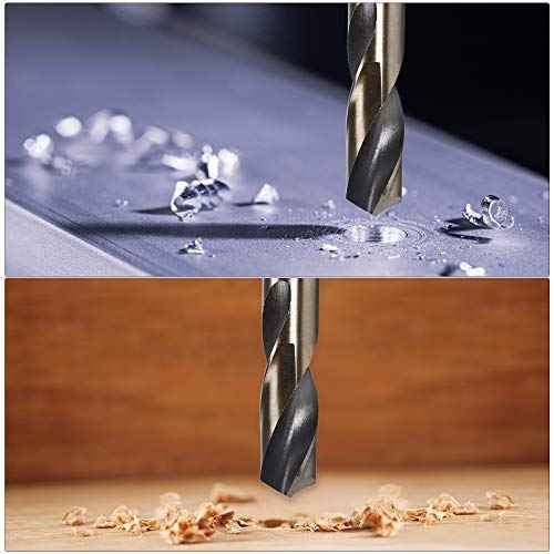 uxcell 2pcs Straight Shank Twist Drill Bits 10mm Gold Titanium & Black Nitride Coated High Speed Steel (HSS) 4341 with 10mm Shank for Stainless Steel Alloy Metal Plastic Wood