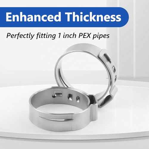 1 Inch PEX Clamps 24pcs Crimp Rings Single Ear Hose Clamps Stainless Steel Fittings Cinch Clamp Ring for Pipe Tubing