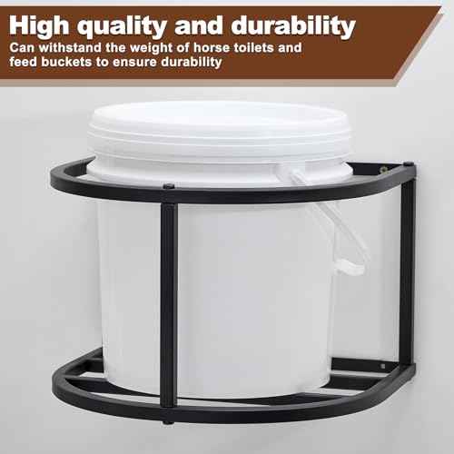 2 Pcs Bucket Holder 5 Gallon Horse Feed Pail Wall Mount 15.5" x 14.5" x 10" for Horse Livestock Water (Bucket Not Included)