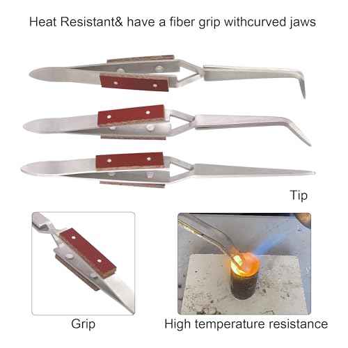 3pcs Soldering Tweezers Set Jewelry welding tweezers Cross Lock Tweezers for Jewelry Making 45¡Æ & Straight + 90¡Æ Angled Solder Tweezers