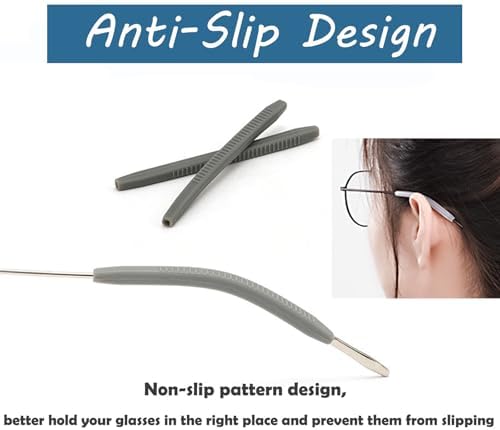 OPUGIT Eyeglass Ear Cushions End Tip Grips Anti-Slip Silicone Ear Hooks Tube Sleeve Temple Tips 8 Pairs