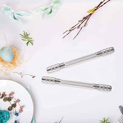 Zhehao Double Ended Pin Vise DIY Hand Drill Pin Vise Resin Drill Wire Twisting Tools with Copper Collet Copper Drill Jewelry Making Tools for DIY Hairpin Keychain Bracelets Necklace (2 Pieces)
