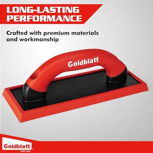 Goldblatt Grout Float with 3 Replaceable Pads, 3-3/4" x 9-5/8" Rubber Grout Float for Tile with Soft-Grip Handle, Tools for Floor & Wall Tiles, Smooth Application for Epoxy & Concrete