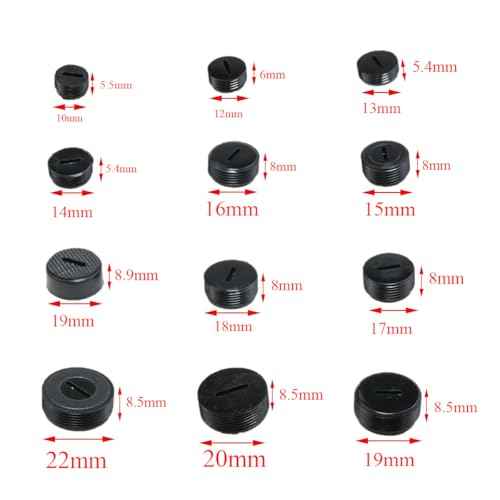 Carbon Brush Cover 48PCS 12 Sizes Black Plastic Carbon Brush Holder Caps Motor Brush Cover for Electric Hammer Grinding Machine Electric Saw Electric Mill etc