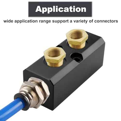 Air Manifold, 2 Way 4 Port Air Compressor Manifold, Air Hose Inline Manifold Block Splitter, Pneumatic Manifold Air Distribution Block, NPT 1/2 Inch Supply Port, NPT 1/4 Inch Output Port(BLACK)