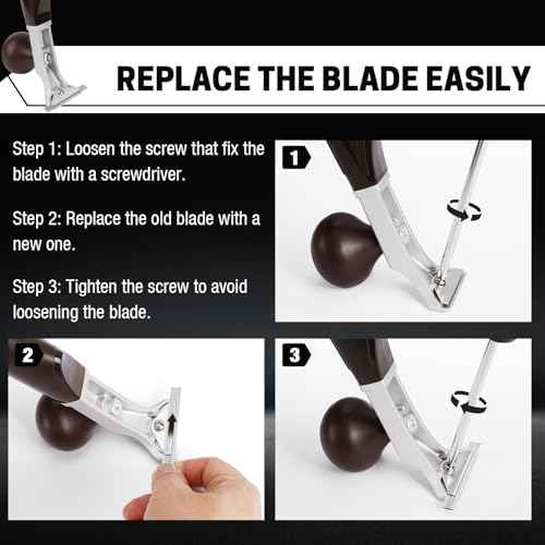 Premium Ergonomic Carbide Scraper, Carbide Scraper Tool for Wood, Removing Scratch, Varnish, Glass, Paint,Glue, Putty, Resin, Dry Glaze, Stains, Multi-Purpose Scraper, Decal Sticker Remover, Brown
