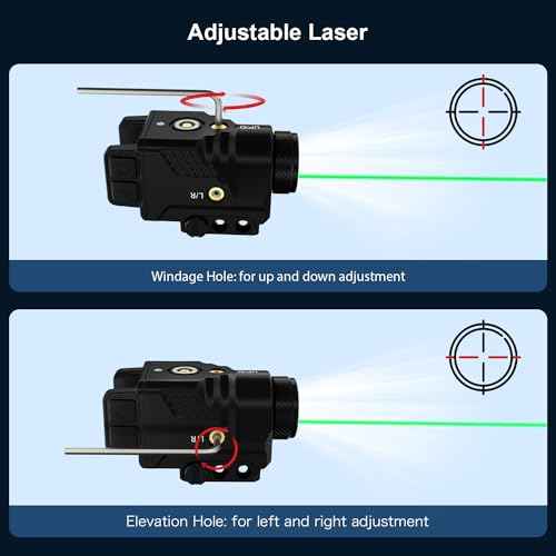 Mini 700 Lumen Pistol Light Laser Combo Weapon Light Tactical Flashlights, Magnetic USB Rechargeable with Green Beam and Strobe Mode for GL and Picatinny Rail