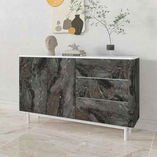CHIHUT Dark Brown Matte Marble Contact Paper for Countertops Waterproof Marble Wallpaper Peel and Stick Countertops for Kitchen 12"x100" Thick Self Adhesive Contact Paper Decorative for Cabinets Walls
