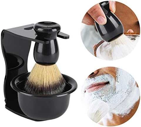 Shaving Brush Set, 3 in 1 Men Hair Shave Brushes Bowl Stand Shaving Cream Soap Razor Holder Mug Kit Soft Nylon Cleaning Tool for Wet Father Husband Boyfriend Birthday Dad Valentines Day Gifts Women