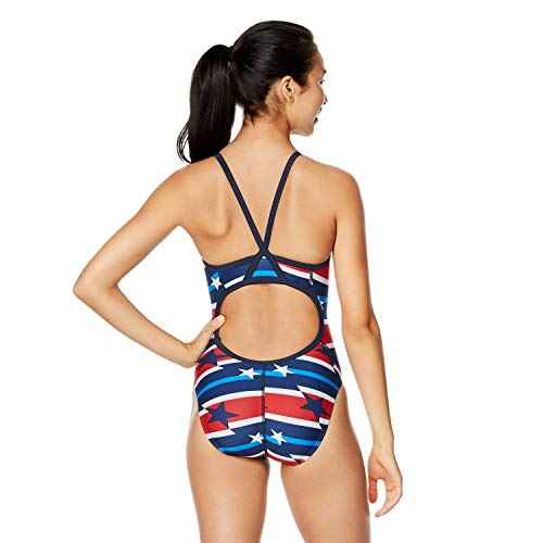 Speedo Women's Swimsuit One Piece PowerFlex Flyback Printed Adult Team Colors