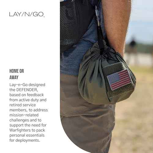 Lay-n-Go Defender Tactical Bag for Gear - Multifunctional Lay-Flat Military Tactical Travel Sack w/Zippered & Mesh Pockets - Water-Resistant, Machine-Washable Utility Tool Bag (20", Green)