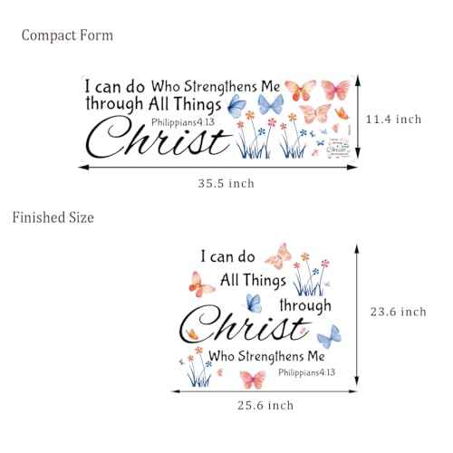 Inspirational Wall Stickers Bible Verse Quotes I Can Do All Things Through Christ Who Strengthens Me Wall Decals Vinyl Art for Living Room Bedroom Classroom Playroom Nursery Room Decor