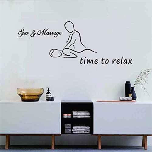 Time to Relax Wall Decal ? PVC Removable Vinyl Sticker for Spa, Massage Room, Sauna, Therapy Space, or Wellness Center ? Calming Word Art Decor ? Size: 36"x14" (Black-JWH329~Spa&Massage)