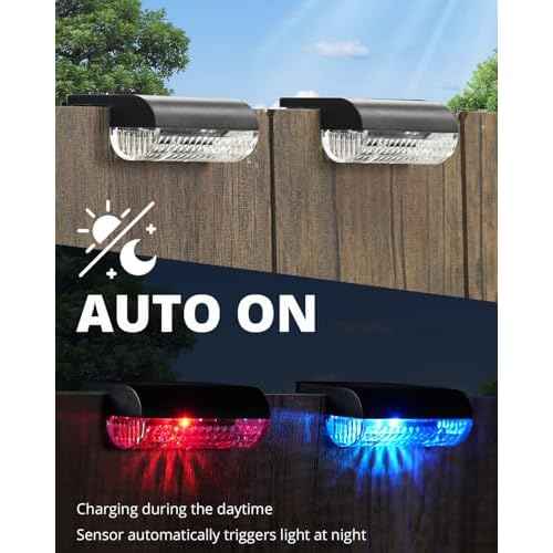 24 Pack Solar Fence Lights Outdoor RGB Solar Deck Lights Waterproof Led Step Lights for Outdoor Stairs, Step, Fence, Yard, Patio, and Pool(Color Changing)