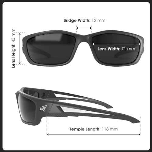 EDGE Kazbek XL Wrap-Around Safety Glasses, Anti-Scratch, Non-Slip, UV 400, Military Grade, ANSI/ISEA & MCEPS Compliant