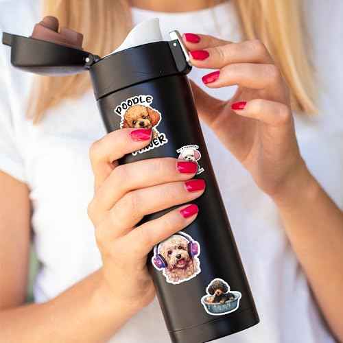 Poodle Stickers 50 Pieces Vinyl Waterproof Decal for Laptop Water Bottle Phone Car Window Bike Motorcycle Stakeboard Scrapbook Poodles Sticker Gifts for Kid Teen Adult