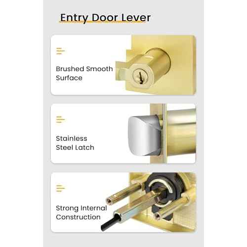goldenwarm Gold Exterior Door Lock Set with Deadbolt, Zinc Alloy Keyed Alike Entry Door Locksets with Deadbolt, Heavy Duty Brushed Gold Exterior Door Handle (1 Pack)