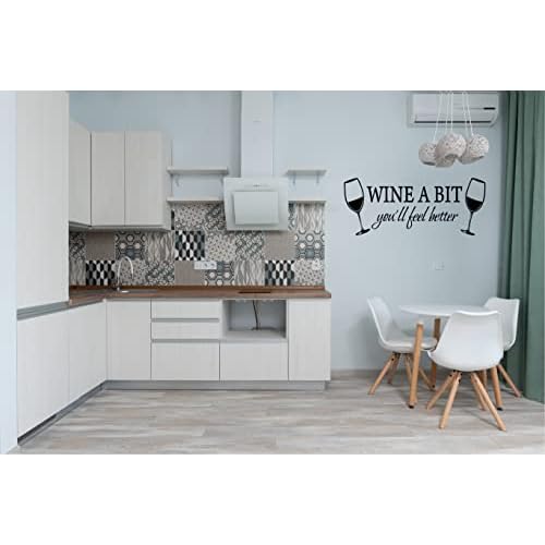 Blinggo WINE A BIT you'll feel better Quote Letter Wall Sticker Decal Home Arts Dinning Kitchen Lounge Decor Wall Decoration