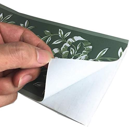 REDODECO Green Floral Pattern Molding Peel Stick Wall Border for Home Decor Bathroom Kitchen Wallpaper,4 inch by 32.8 feet