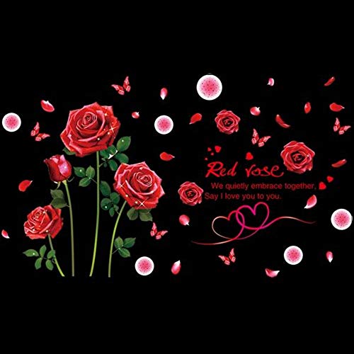 Rose Flowers Wall Decals Removable DIY Flower Art Decor Wall Stickers Murals for Living Room TV Background