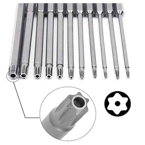 aiyun 12-Piece Security Bits, 2 Inch long S2 Steel Magnetic Security Screwdriver Set, 6 Point Star Driver Bit Set Screwdriver for Shark Vacuum T5-T40 (50mm)