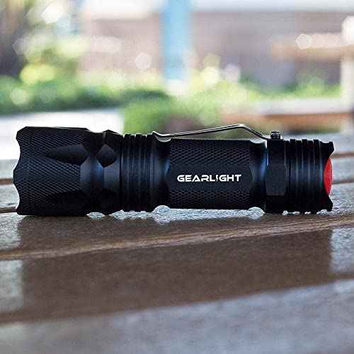 GearLight M3 Mini LED Flashlight - 2 Bright, Small Tactical Flashlights with High Lumens and Pocket Clip for Camping, Outdoor & Emergency Use ? - Black