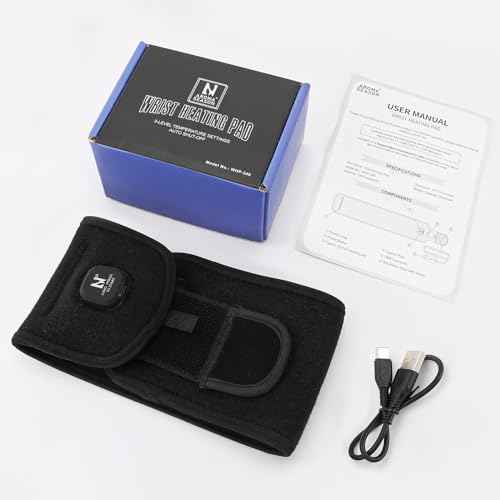 Aroma Season Heated Wrist Wrap, Carpal Tunnel Relief Heating Pad Cordless, Heating Wrist Hand Wrap Brace, De Quervain¡®s Tenosynovitis Brace 3000 mAh Rechargeable Battery (Black)