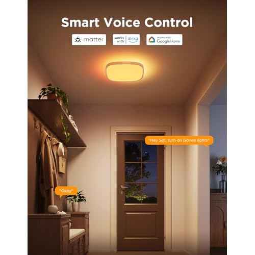 Govee Smart Ceiling Light, RGBIC LED Square Ceiling Light Fixture Works with Matter, 2400LM Flush Mount Light Fixture, DIY Colors, 2700K-6500K Dimmable for Bedroom, Living Room, 12 Inch, 1 Pack
