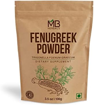 MB Herbals Fenugreek Seeds Powder 3.5 oz | 100 Gram | Organically Grown Fenugreek | Trigonella foenum-graecum Sd. | Methi Powder