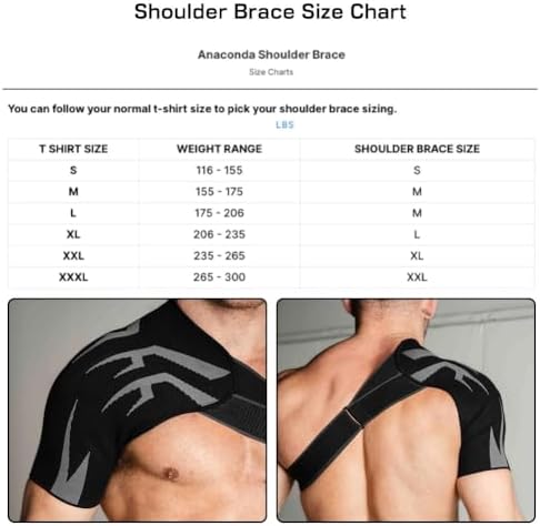 Anaconda Shoulder Brace for Men, Adjustable Compression Support Sleeve, Rotator Cuff Shoulder Brace, Compression Support Pain Relief, Arm Sling Injury and Torn Rotator Cuff for Left or Right Arm(XX-La