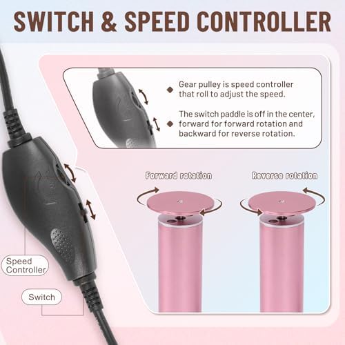 Dermawave Electric Foot File Callus Remover for Feet, Professional Electric Foot Sander Filer Grinder with 60 Sandpaper Discs for Men & Women, Pedicure Tool for Corn Dead Skin Cracked Heel