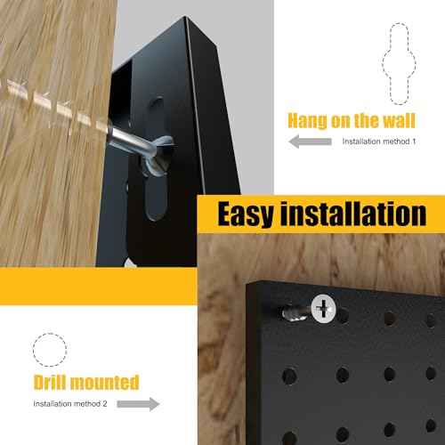Peg Board, 8 Pack Metal Pegboard Panels Black Pegboards Wall Organizer, Tools Storage System for Workbench, Garage Organizer, Office Wall Organization, Craft Room,