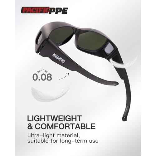 PACIFIC PPE Welding Glasses, ANSI Z87 Work Safety Glasses with Wraparound Lenses, IR Shade 5 Sunglasses for Men and Women, UV Protection