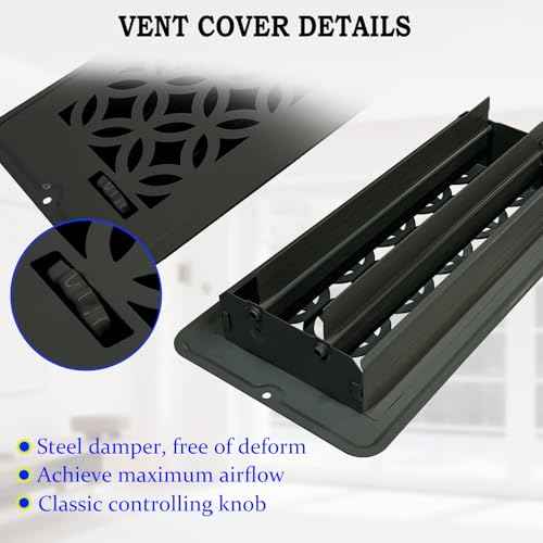 Floor Vent Covers, All Steel Floor Register, 4" x 10" Vent Cover, Decorative Vent Covers for Home Floor and Ceiling, Heavy Duty Steel Air Vent Covers to Walk on(Black, 4 Pack)
