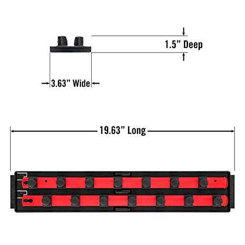 Ernst Manufacturing Socket Boss, Premium 2-Rail 3/4-Inch-Drive Socket Organizer, 19-Inch, Red - Made in the USA