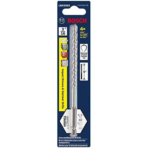 Bosch 3/16 in. X 6 in. Hex Shank Hammer Drill Masonry Bit LBHX003