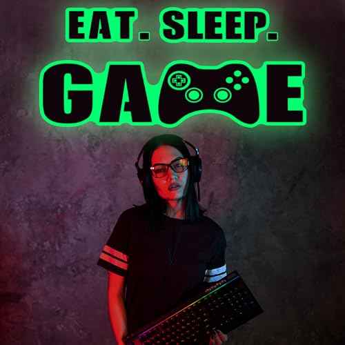 Eat Sleep Game Wall Decal Gamer Boy Wall Stickers Video Game Decor Gaming Controller Decals for Boys Room Kids Bedroom Home Playroom Decor(23.6 x 10 Inch,Classic Style)