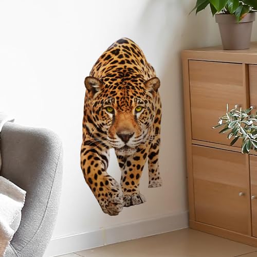 Removable Walking Tiger Wall Decal Wild Animal Tiger Vinyl Wall Sticker Peel and Stick Animal Wall Art Mural for Kids Bedroom Playroom Nursery Classroom