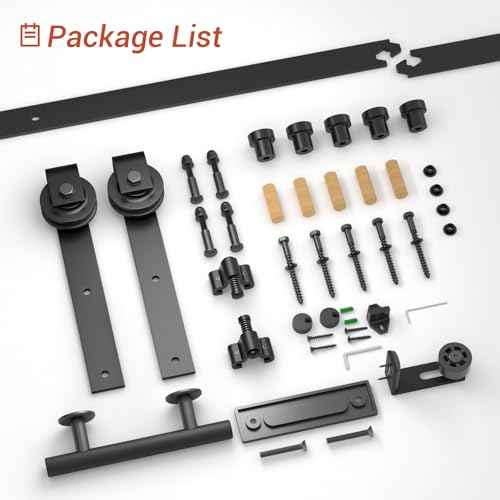 7FT Heavy Duty Sliding Barn Door Hardware Kit£¨1x Floor Guide&1x Pull Handle Set &5FT Track Kit for 42" Wide Single Door£©,Smoothly Quietly,Easy Install (No Door)