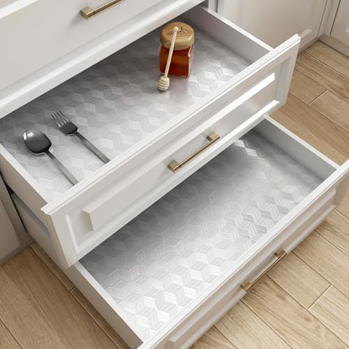 LACHEERY Silver Grey Metallic Wallpaper for Kitchen Backsplash Wallpaper Peel and Stick Waterproof Removable 3D Wall Paper Kitchen Contact Paper for Countertops Cabinets Drawers Liner Roll 15.8"x80"
