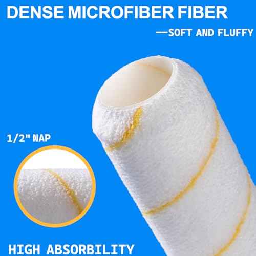 King Origin 9 Inch Microfiber Paint Roller Covers 1/2" Nap - Professional Wall & Ceiling Paint Supplies, 5-Pack Paint Roller Naps for Roller Frame, No Drip Painting Tools for Home