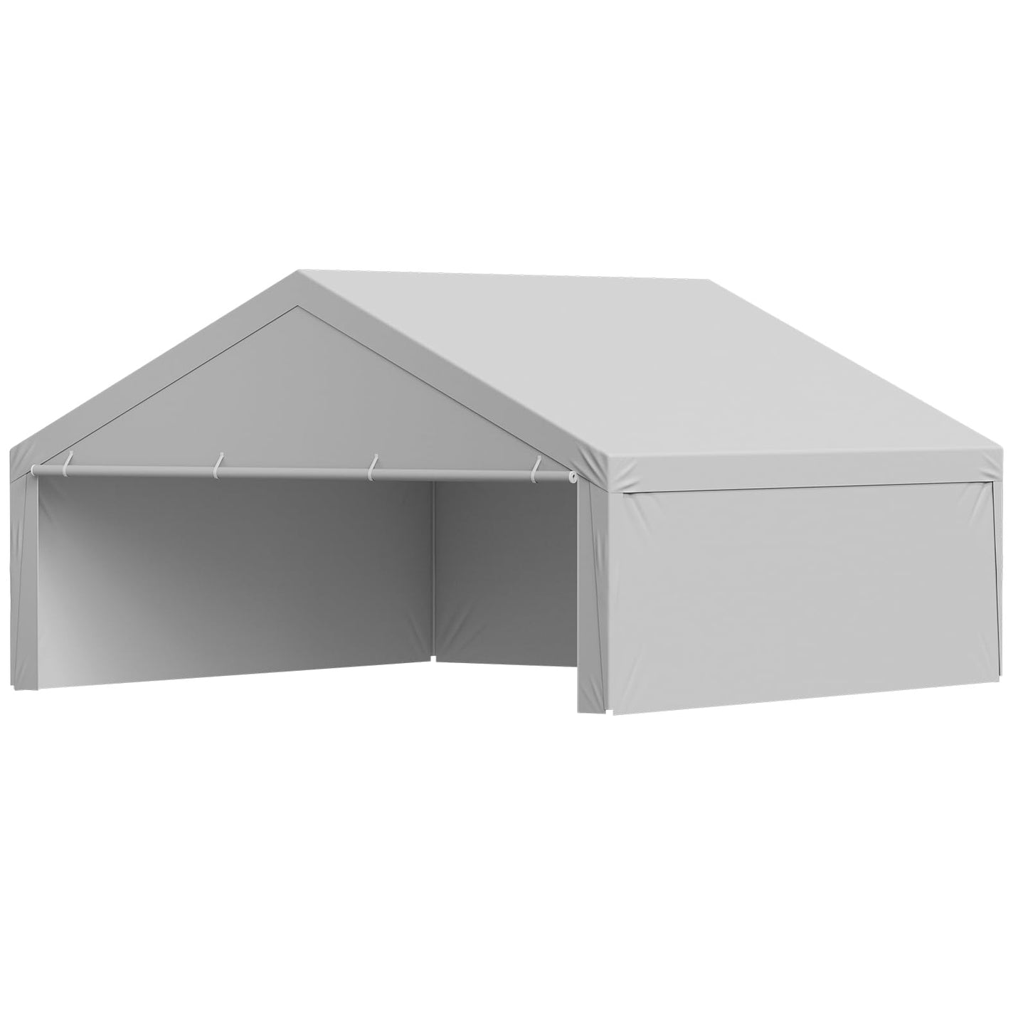 VEVOR Carport Replacement Canopy Cover, 20 x 20 ft Potable Garage Tent Top Tarp with Sidewalls, UV-Resistant & Waterproof, Heavy Duty Car Shelter Tarp with Ball Buggees, Grey, Frame Not Included