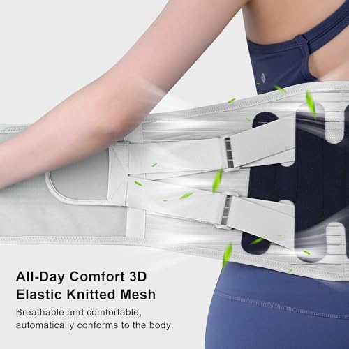 Back Brace for Lower Back Pain Relief,Lumbar Waist Support for women,Lower Back with 3D Lumbar Pad for Work Sports Sciatica, Scoliosis(Grey,S)