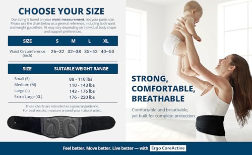 Strong Self-Heating Fit Lower Back Brace – Advanced Composite Fiber Support Belt with X-Shaped Design, Strong Lumbar Support, Pain Relief for Men & Women, Medium
