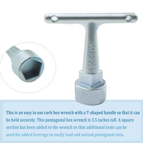 Folde Water Meter Wrench & Curb Stop Wrench For Pentagon Curb Boxes, Water Meter Cover Key